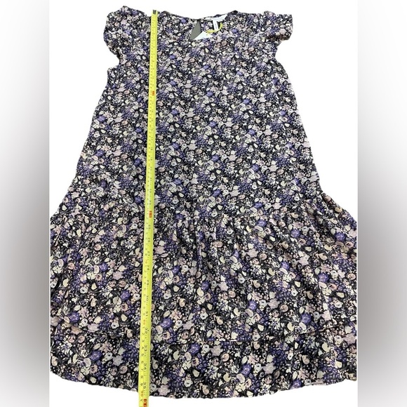 BCBGeneration Dress Purple Pink‎ Black  Floral Print Ruffle Size Medium - Picture 8 of 9